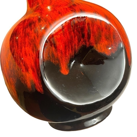 Vintage Red And Black Drip Pottery Vase - Picture 8 of 10